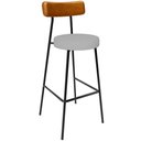 Ver imagem 3 de Kit 04 Banquetas Alta Cozinha Sala Jantar Aço Milão L02 Couríssimo Whisky Linho Cinza - Lyam Decor