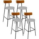 Ver imagem 1 de Kit 04 Banquetas Alta Cozinha Sala Jantar Aço Milão L02 Couríssimo Whisky Linho Cinza - Lyam Decor