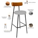 Ver imagem 4 de Kit 04 Banquetas Alta Cozinha Sala Jantar Aço Milão L02 Couríssimo Whisky Linho Cinza - Lyam Decor