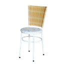 Ver imagem 2 de Conjunto 4 Cadeiras Branca para Cozinha Hawai Palha com Assento Estampado:floral Areia