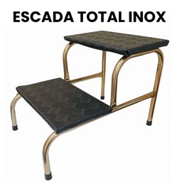 Escada Escadinha 2 Degraus para Maca e Depilação Total Inox Dourada | Medcombo - 3