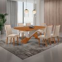 Ver imagem 2 de Mesa de Jantar Yasmin 180cm Tampo MDF Canto Copo Laminado com 6 Cadeiras Lira