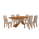 Ver imagem 1 de Mesa de Jantar Yasmin 180cm Tampo MDF Canto Copo Laminado com 6 Cadeiras Lira