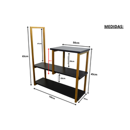 Nicho TRIPLO metalon 100X20 PRETO/DOURADO  METALICO 03 - 2