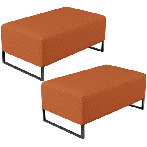 Kit 02 Puff Decorativo Para Sala de Estar Cléo W01 Base de Ferro 90cm Tecido Terracota - Lyam Decor