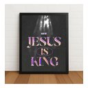 Ver imagem 1 de Quadro Religioso Jesus Is King 33x24cm com Vidro Preto