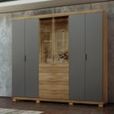 Ver imagem 3 de Guarda Roupa Casal MDF Vidro Reflecta 6 Portas 4 Gavetas Dubai Ouro - Nature/Alasca