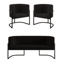 Ver imagem 3 de Kit 2 Poltronas + Sofá 2 Lugares Base de Metal Black Balaqui Cor:preto