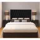 Ver imagem 1 de Cabeceira Cama Box Casal Estofada França 140 Cm Suede Preto