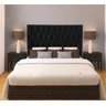 Cabeceira Cama Box Casal Estofada França 140 Cm Suede Preto - 1