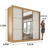 Guarda Roupa com Espelho Casal 3 Portas 6 Gavetas 100% MDF Texas - 6