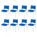 Ver imagem 1 de Cadeira Iso Base Branco Escola, Escritório Azul Kit 8 Un