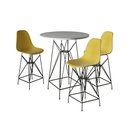 Ver imagem 1 de Jogo Mesa Bistrô Eames Branca 60Cm 3 Banquetas Amarela Base Ferro Preto - Cor: Branco