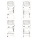 Ver imagem 1 de Kit 4 Banquetas BERTÓIA cromada assento branco altura 60cm - Direto de Fábrica