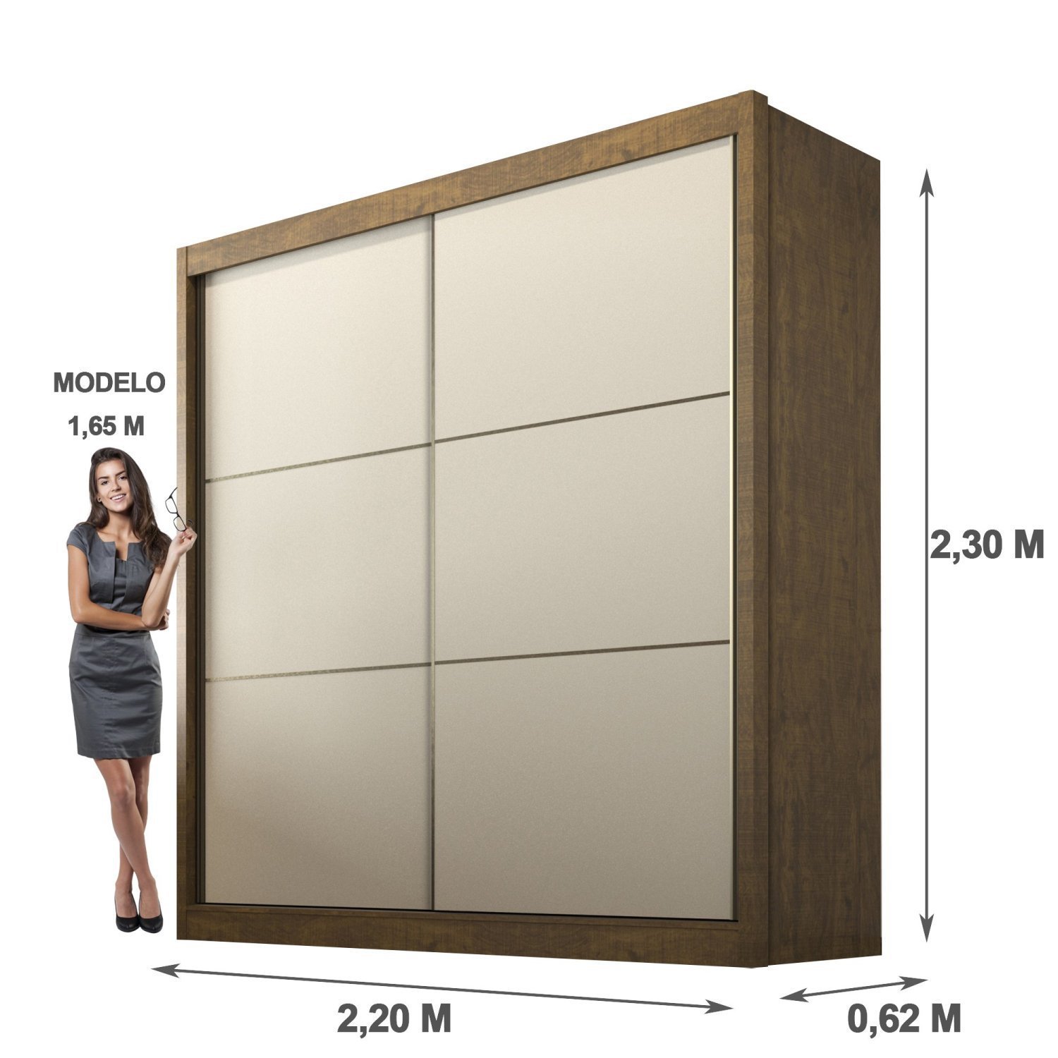 Guarda Roupa Casal MDF 2 Portas 6 Gavetas Hawai - 6