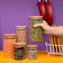 Ver imagem 6 de Kit 5 Potes de Vidro Tampa de Bambu Herméticos Redondos - Tüd