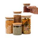 Ver imagem 2 de Kit 5 Potes de Vidro Tampa de Bambu Herméticos Redondos - Tüd