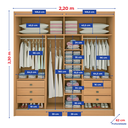 Ver imagem 4 de Guarda Roupa Casal MDF 2 Portas 6 Gavetas Hawai Marrom/Cinamomo/Off White