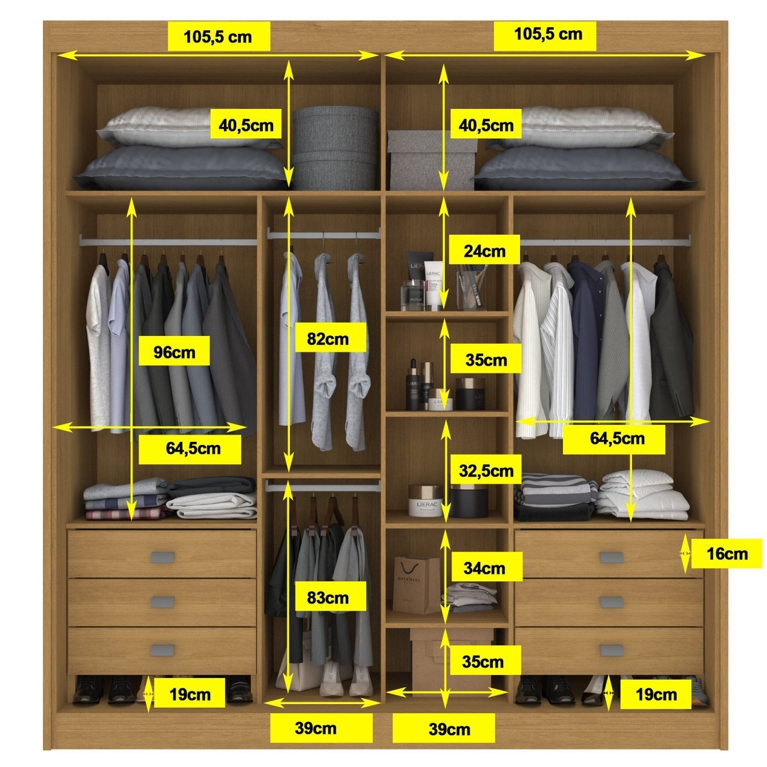 Guarda Roupa Casal 2 Portas 6 Gavetas 100% MDF Hawai - 8
