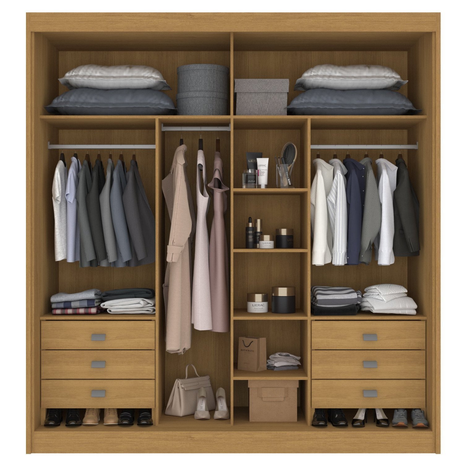 Guarda Roupa Casal 2 Portas 6 Gavetas 100% MDF Hawai - 11