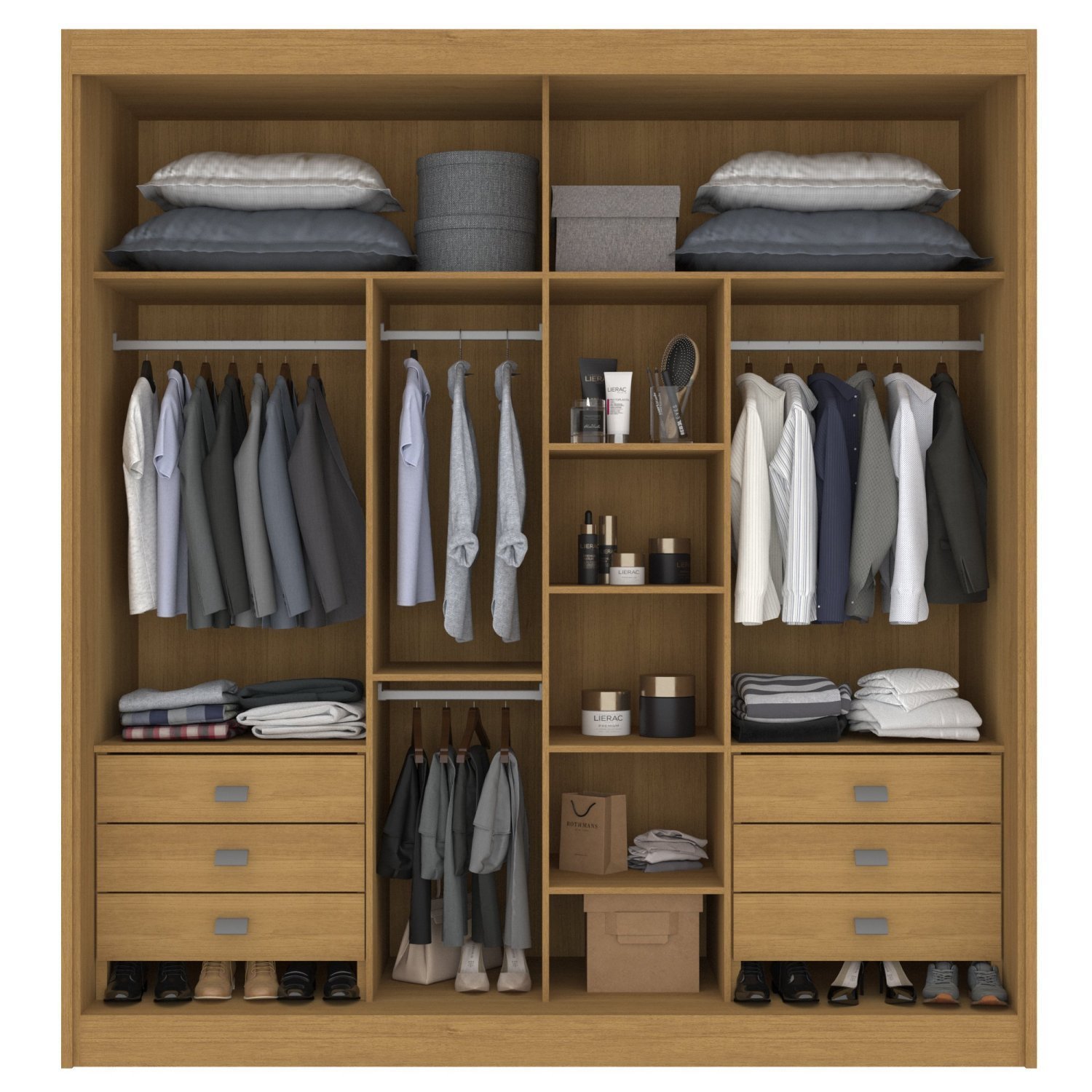 Guarda Roupa Casal 2 Portas 6 Gavetas 100% MDF Hawai - 3