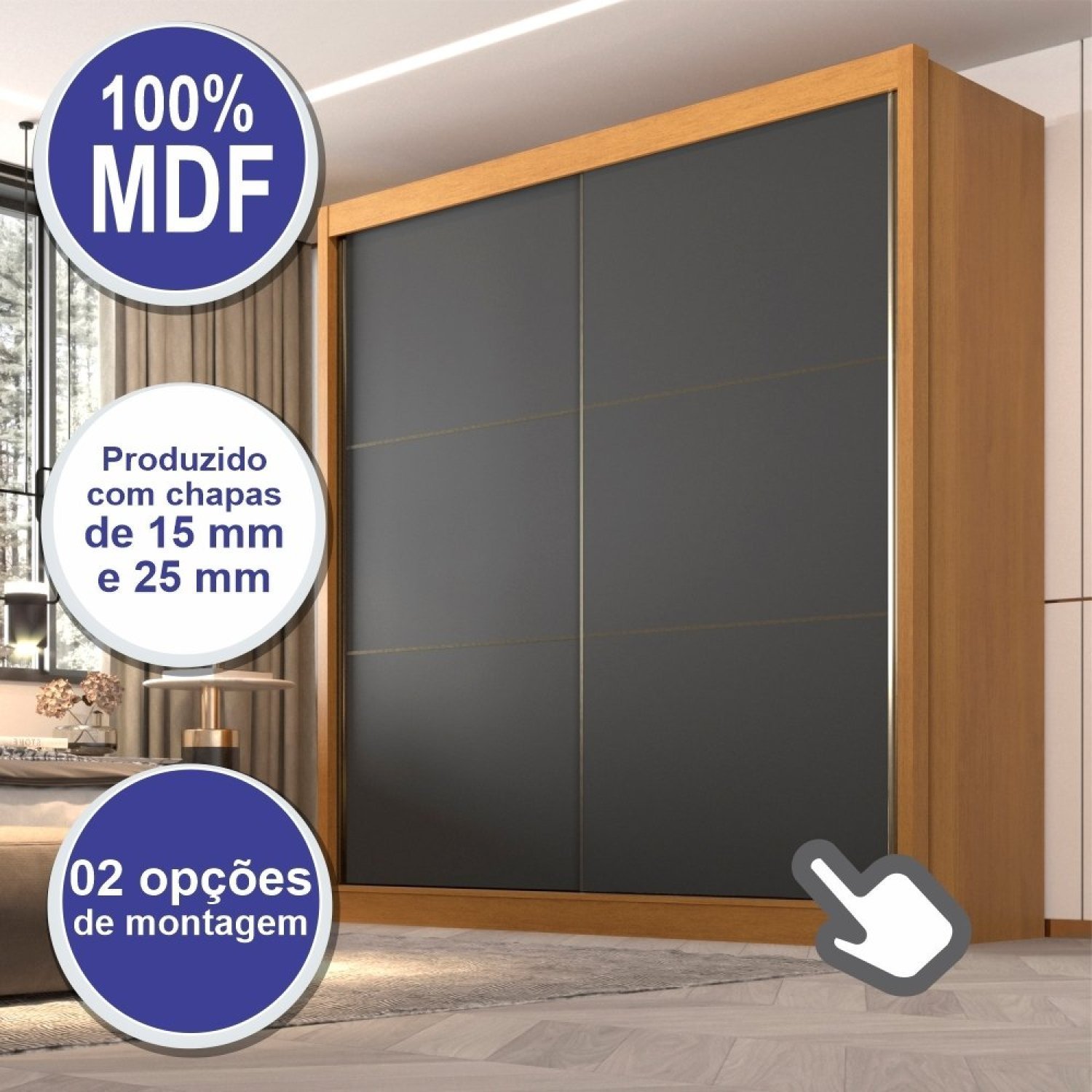Guarda Roupa Casal 2 Portas 6 Gavetas 100% MDF Hawai - 7
