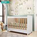 Ver imagem 2 de Berço Mini Cama Americano 100% Mdf 3 em 1 Ben Móveis Peroba Branco Brilho/amêndoa