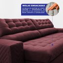 Ver imagem 4 de Sofá Retrátil e Reclinável 2,50m Molas Ensacadas Max Spring Velusoft Vinho Cama Inbox