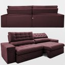Ver imagem 7 de Sofá Retrátil e Reclinável 2,50m Molas Ensacadas Max Spring Velusoft Vinho Cama Inbox