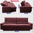 Ver imagem 3 de Sofá Retrátil e Reclinável 2,50m Molas Ensacadas Max Spring Velusoft Vinho Cama Inbox
