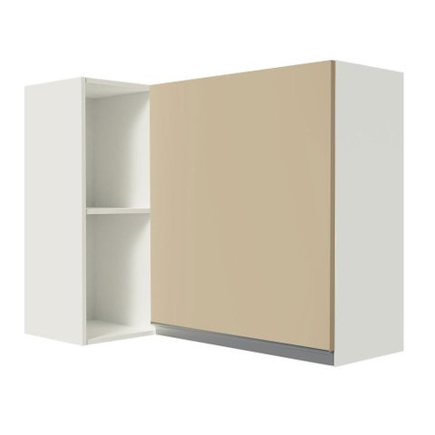 Armário Aéreo de Canto Madesa Smart 100% Mdf com 1 Porta e Adega - Branco/crema