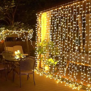 Cortina Led Fixa Decorativa 300 Lâmpadas Fio Transparente Branco Quente 3m X 2m - Wincy