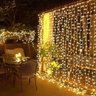Cortina Led Fixa Decorativa 300 Lâmpadas Fio Transparente Branco Quente 3m X 2m - Wincy - 1