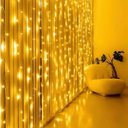 Ver imagem 3 de Cortina Led Fixa Decorativa 300 Lâmpadas Fio Transparente Branco Quente 3m X 2m - Wincy