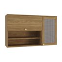 Ver imagem 1 de Armário Aéreo Cozinha Modulado Botanic M635 Nicho com 2 Portas com Tela 120cm Nogueira -