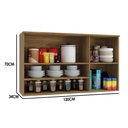 Ver imagem 3 de Armário Aéreo Cozinha Modulado Botanic M635 Nicho com 2 Portas com Tela 120cm Nogueira -