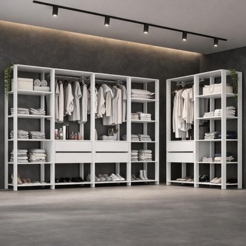 Guarda-roupa Closet Modulado Arizona 6 Gavetas 405cm Multimóveis Mp4785 Branco
