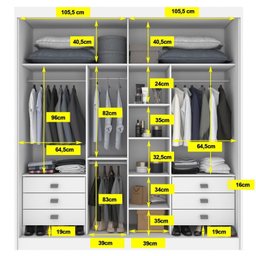 Guarda Roupa Casal 2 Portas 6 Gavetas 100% MDF Coliseu Branco - 10 Guarda Roupa Casal 2 Portas 6 Gavetas 100% MDF Coliseu Branco - 10