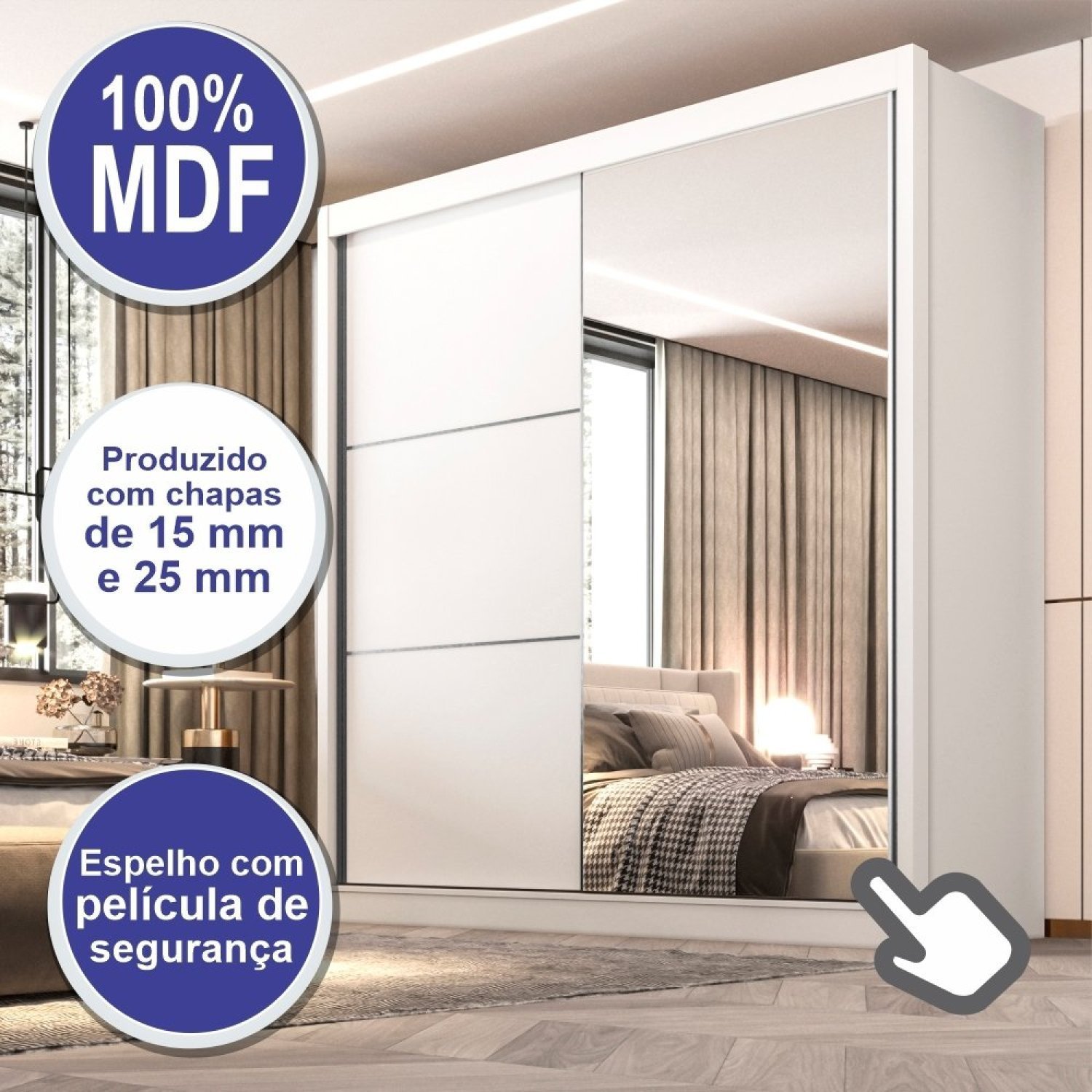 Guarda Roupa Casal 2 Portas 6 Gavetas 100% MDF Coliseu - 7