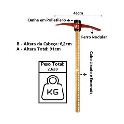 Picareta Pá e Ponta Cabo Madeira Encerado Cunha Polietileno Minasul - 4