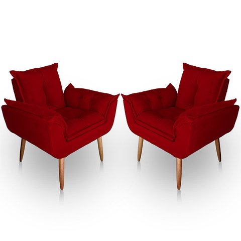 Kit 02 Poltrona para Sala e Quarto Decorativa Opala Suede