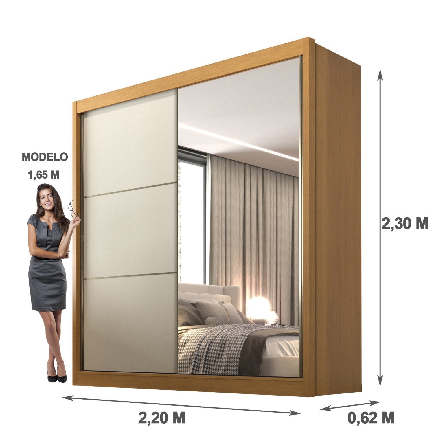 Guarda Roupa Casal 2 Portas 6 Gavetas 100% MDF Coliseu - 5