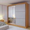 Ver imagem 1 de Guarda-Roupa Casal com Espelho 100% MDF 2 Portas Correr 6 Gavetas Cinamomo/Off White Coliseu