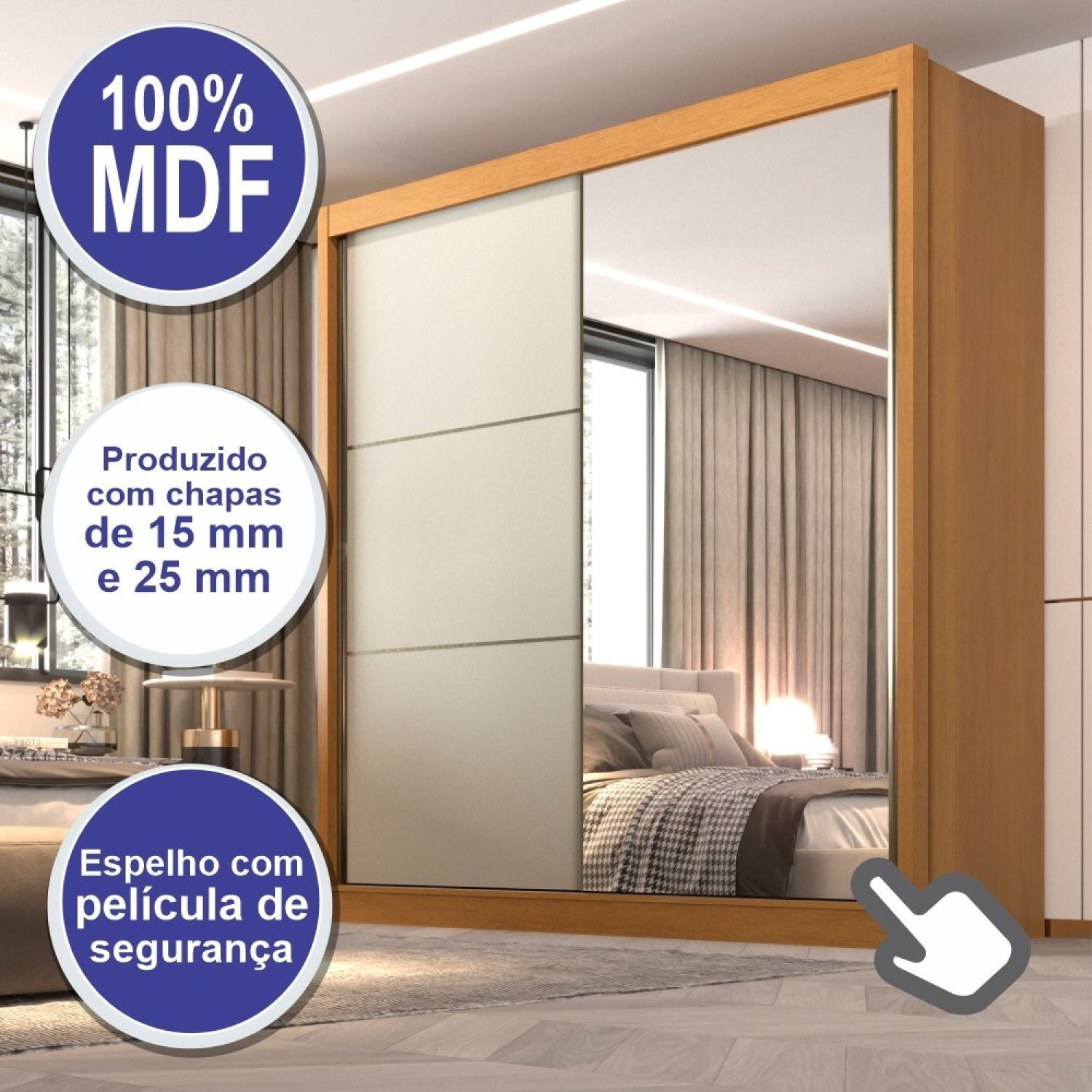 Guarda Roupa Casal 2 Portas 6 Gavetas 100% MDF Coliseu - 7