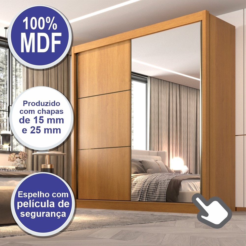 Guarda Roupa Casal 2 Portas 6 Gavetas 100% MDF Coliseu - 16