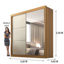 Ver imagem 4 de Guarda-Roupa Casal com Espelho 100% MDF 2 Portas Correr 6 Gavetas Cinamomo/Off White Coliseu