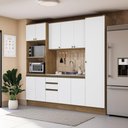 Ver imagem 1 de Cozinha Compacta Celeste Kappesberg 100% Mdf Nogueira/branco 240cm