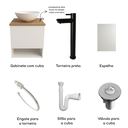 Ver imagem 2 de Kit Gabinete Banheiro Amadeirado Cuba Espelho Torneira Aço Preta Valvula Sifão Engate Completo