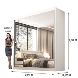 Guarda Roupa Casal MDF 2 Portas com Espelho 6 Gavetas California - 5