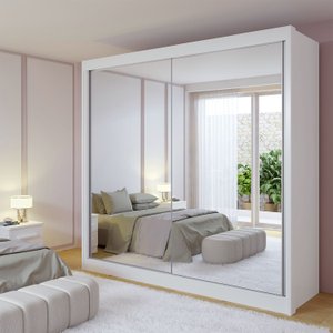 Guarda Roupa Casal MDF 2 Portas com Espelho 6 Gavetas California